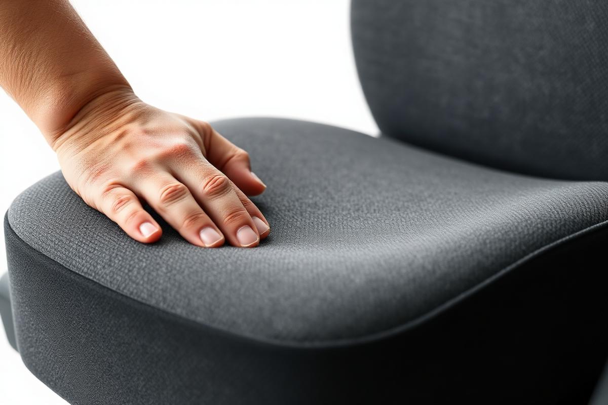 Nahaufnahme des viskoelastischen Memory-Foam-Kerns des ErgoPad Sitzkissens